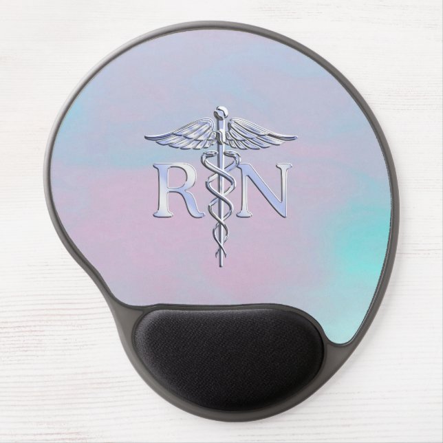 Chrome Style RN Caduceus Medical Mother Pearl Look Gel Mouse Pad (Front)
