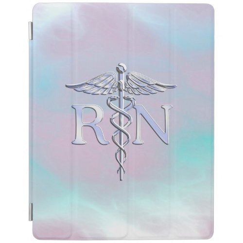 Chrome Style RN Caduceus Medical Mother Pearl Look iPad Smart Cover