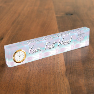 Chrome Style RN Caduceus Medical Mother Pearl Look Name Plate