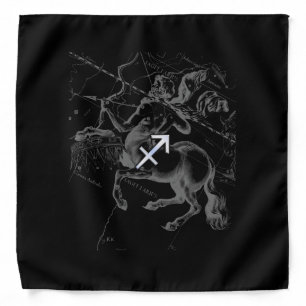 Chrome Style Sagittarius Zodiac Sign on Hevelius Bandana