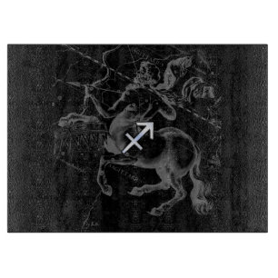 Chrome Style Sagittarius Zodiac Sign on Hevelius Cutting Board