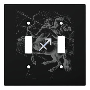 Chrome Style Sagittarius Zodiac Sign on Hevelius Light Switch Cover