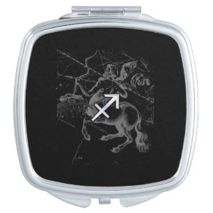 Chrome Style Sagittarius Zodiac Sign on Hevelius Vanity Mirror