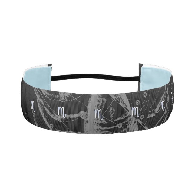 Chrome Style Scorpio Zodiac Sign on Hevelius Athletic Headband (Front)