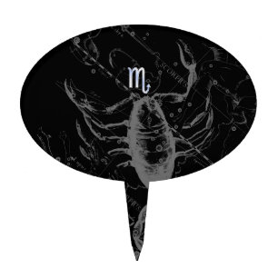 Chrome Style Scorpio Zodiac Symbol on Hevelius Cake Topper