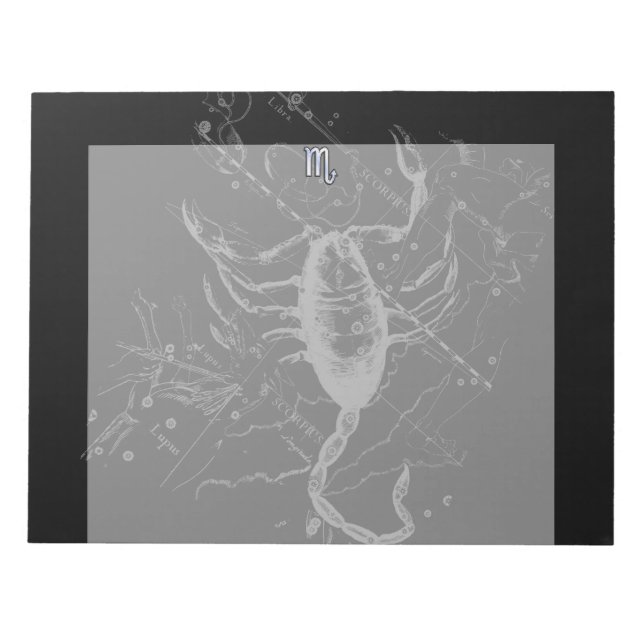 Chrome Style Scorpio Zodiac Symbol on Hevelius Notepad (Front)
