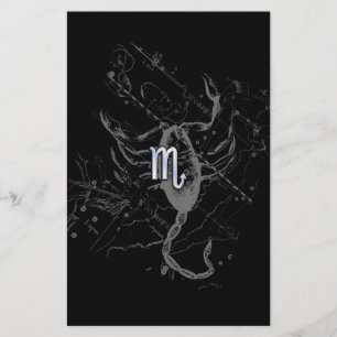 Chrome Style Scorpio Zodiac Symbol on Hevelius Stationery