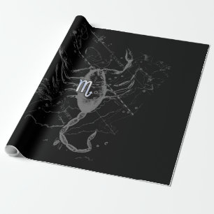 Chrome Style Scorpio Zodiac Symbol on Hevelius Wrapping Paper