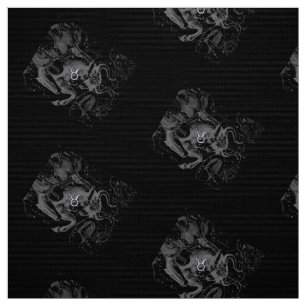 Chrome Style Taurus Zodiac Sign on Hevelius Black Fabric