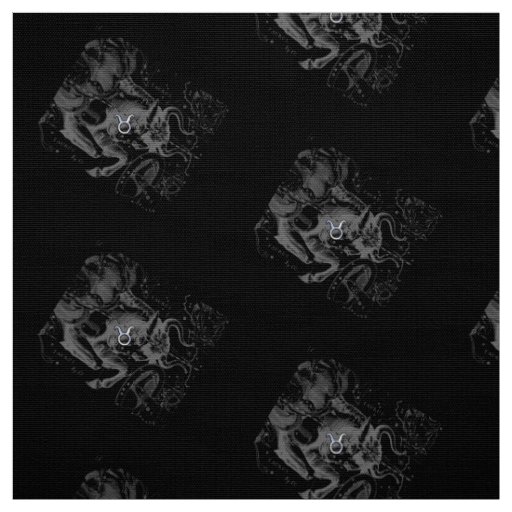 Chrome Style Taurus Zodiac Sign on Hevelius Black Fabric