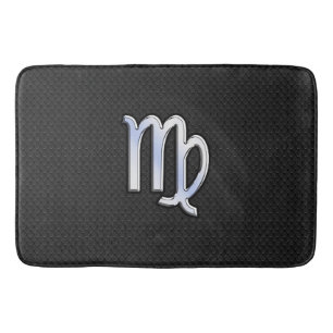 Chrome Style Virgo Zodiac Sign on snake skin Bathroom Mat