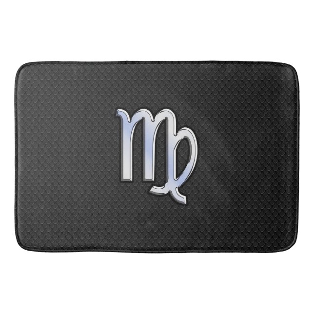 Chrome Style Virgo Zodiac Sign on snake skin Bathroom Mat (Front)