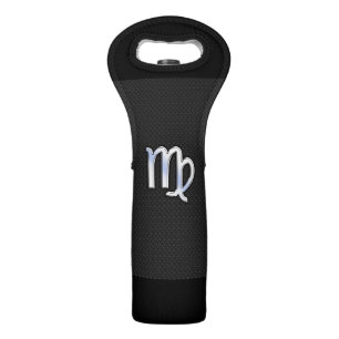 Chrome Style Virgo Zodiac Sign on snake skin Wine Bag