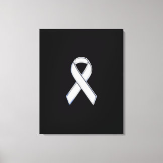Chrome Style White Ribbon Awareness Canvas Print