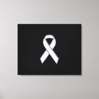 Chrome Style White Ribbon Awareness Canvas Print