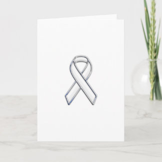 Chrome Style White Ribbon Awareness Card