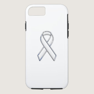 Chrome Style White Ribbon Awareness iPhone 8/7 Case