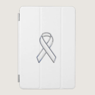 Chrome Style White Ribbon Awareness iPad Mini Cover