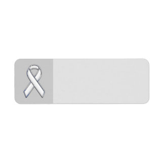 Chrome Style White Ribbon Awareness Label