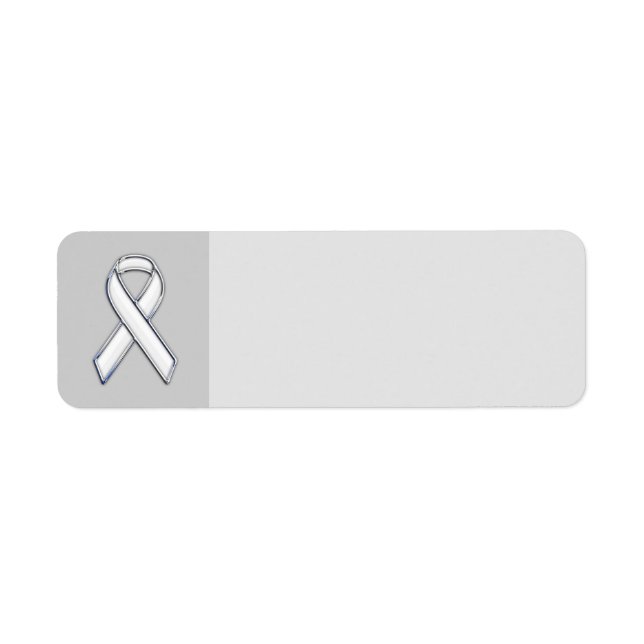 Chrome Style White Ribbon Awareness Label (Front)