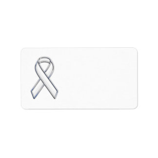 Chrome Style White Ribbon Awareness Label