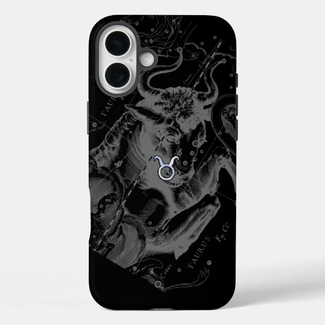Chrome Taurus Zodiac Sign on Hevelius Style Case-Mate iPhone Case (Back)