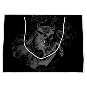 Chrome Taurus Zodiac Sign on Hevelius Style Large Gift Bag