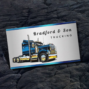 Chrome Transport Blue Semi Trucking Company Business Card