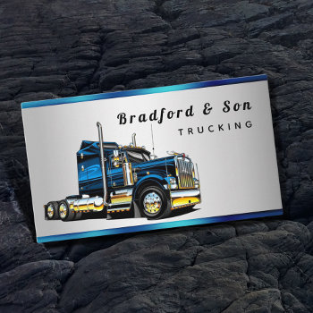 Chrome Transport Blue Semi Trucking Company Business Card by tyraobryant at Zazzle