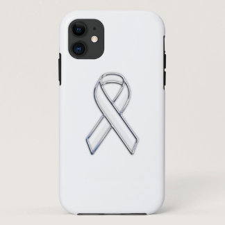 Chrome Trim Style White Ribbon Awareness iPhone 11 Case