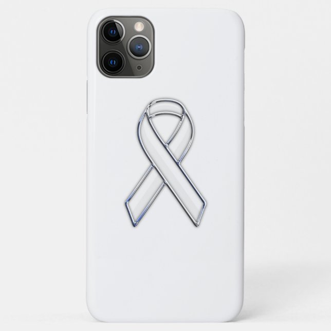 Chrome Trim Style White Ribbon Awareness Case-Mate iPhone Case (Back)