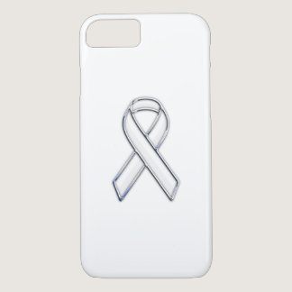 Chrome Trim Style White Ribbon Awareness iPhone 8/7 Case