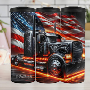 Chrome Truck American Flag Spark Thermal Tumbler