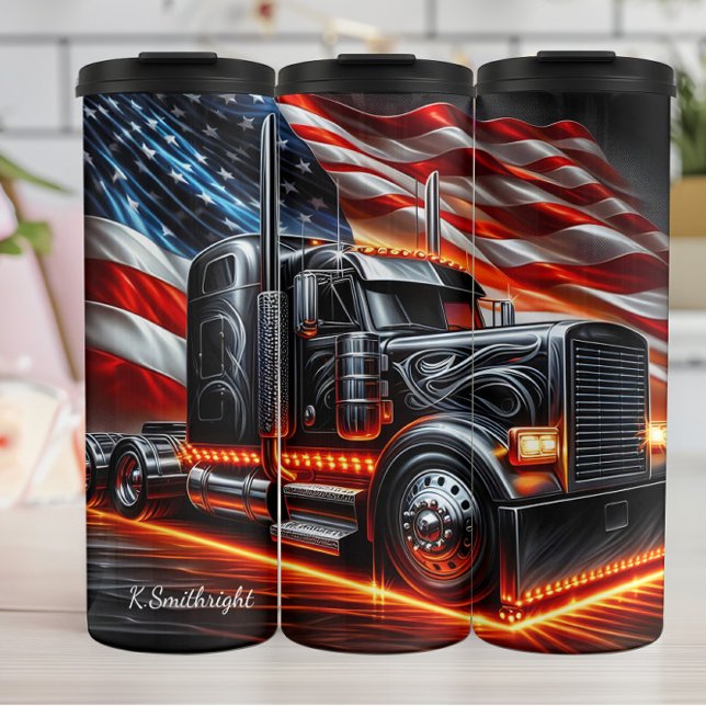Chrome Truck American Flag Spark Thermal Tumbler (Creator Uploaded)