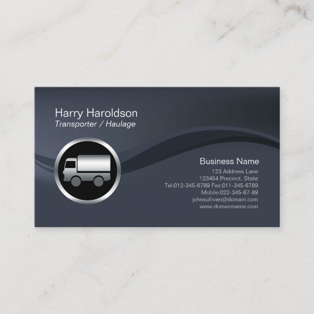 Chrome Truck Icon Transporter Haulage BusinessCard Business Card (Front)