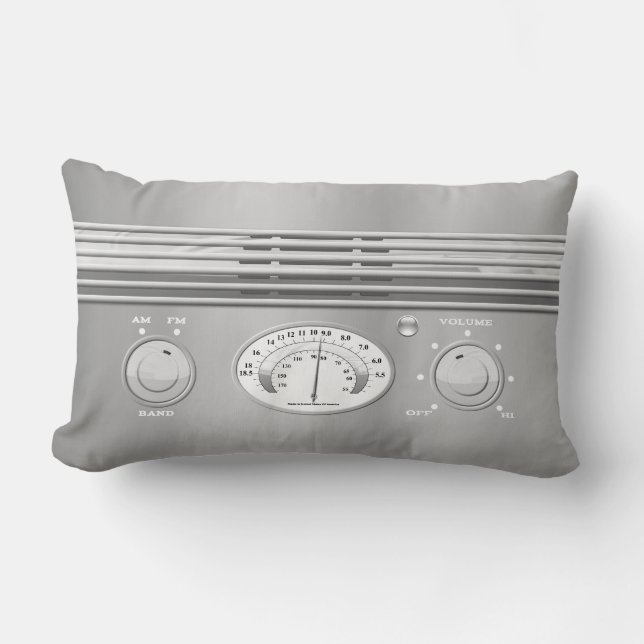 Chrome Vintage Radio Lumbar Pillow (Front)