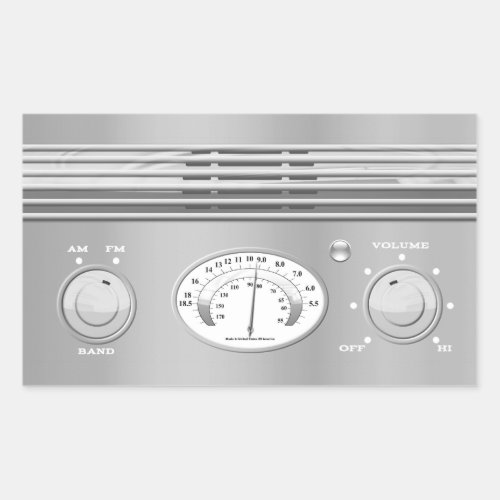 Chrome Vintage Radio Rectangular Sticker