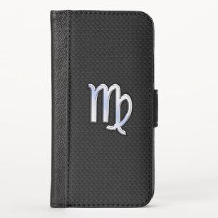 Chrome Virgo Zodiac Sign on snake skin style iPhone X Wallet Case