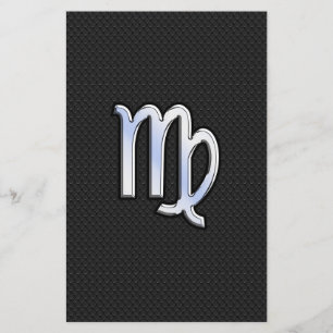 Chrome Virgo Zodiac Sign on snake skin style Stationery