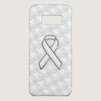 Chrome White on White Ribbon Awareness Houndstooth Case-Mate Samsung Galaxy S8 Case