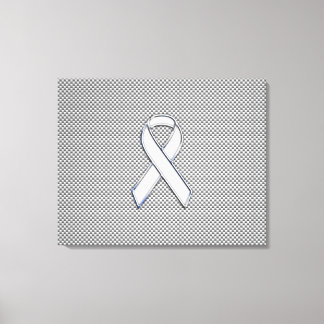 Chrome White Ribbon Awareness Carbon Fiber Print