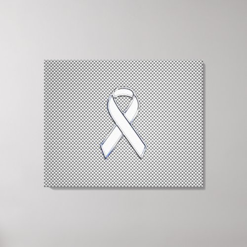 Chrome White Ribbon Awareness Carbon Fiber Print