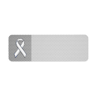 Chrome White Ribbon Awareness Carbon Fiber Print Label