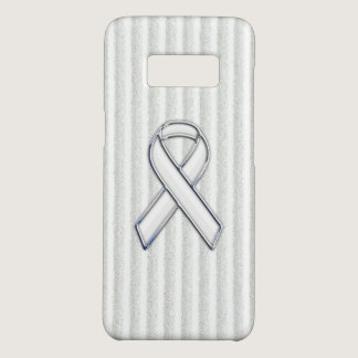 Chrome White Ribbon Awareness in Granular Stripes Case-Mate Samsung Galaxy S8 Case