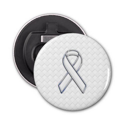 Chrome White Ribbon Awareness on Checkers Bottle Opener