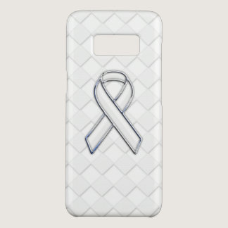 Chrome White Ribbon Awareness on Checkers Decor Case-Mate Samsung Galaxy S8 Case