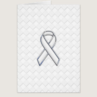 Chrome White Ribbon Awareness on Checkers Print