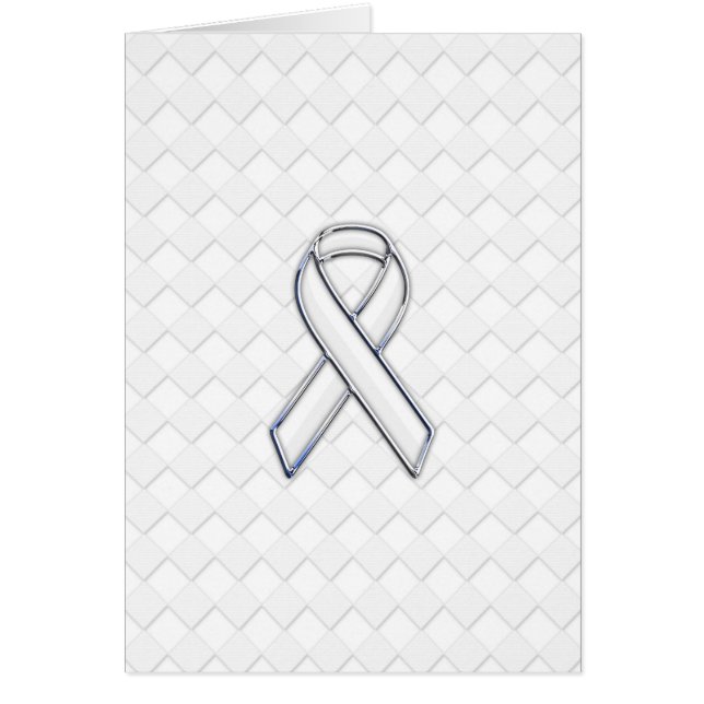 Chrome White Ribbon Awareness on Checkers Print Cards (Front)