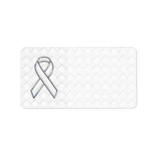 Chrome White Ribbon Awareness on Checkers Print Label