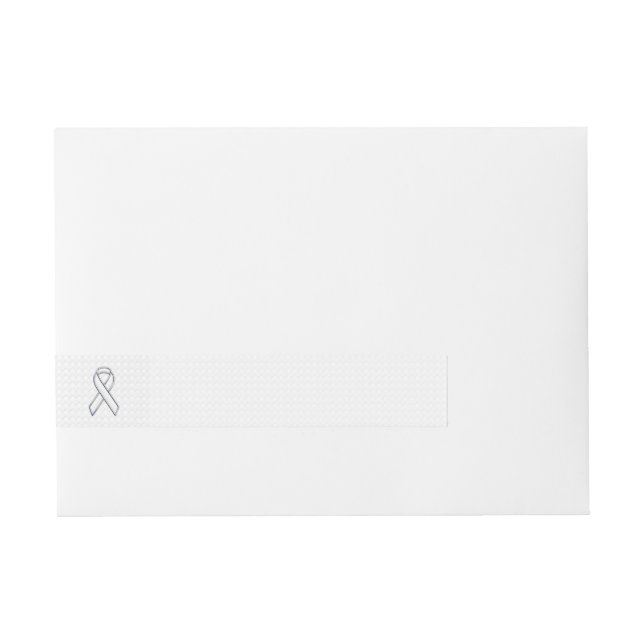 Chrome White Ribbon Awareness on Checkers Wrap Around Address Label (Front)